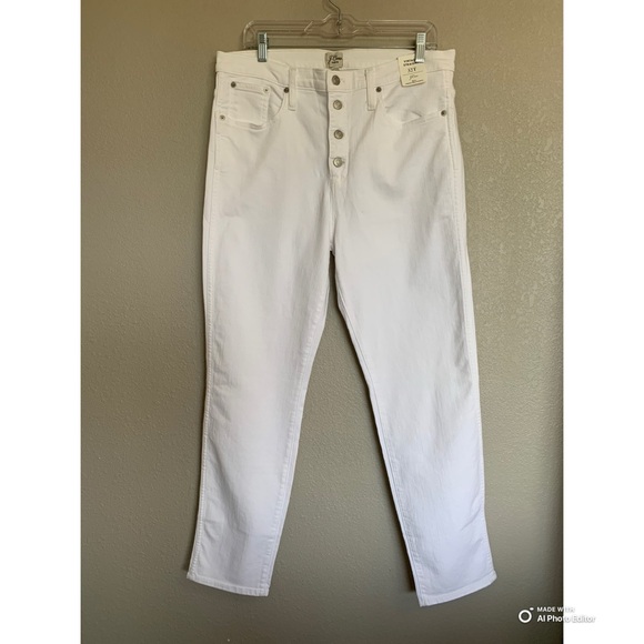 J Crew Tall White Vintage Straight Button Fly Cropped Jeans Size 32 Tall - Picture 3 of 17